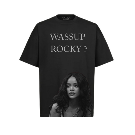 WASSUP RIRI + ROCKY (BLACK) - Oversized T-Shirt