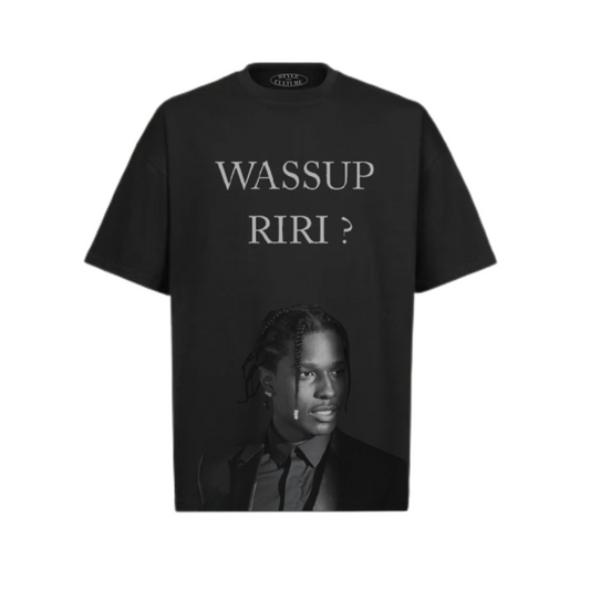 WASSUP RIRI + ROCKY (BLACK) - Oversized T-Shirt