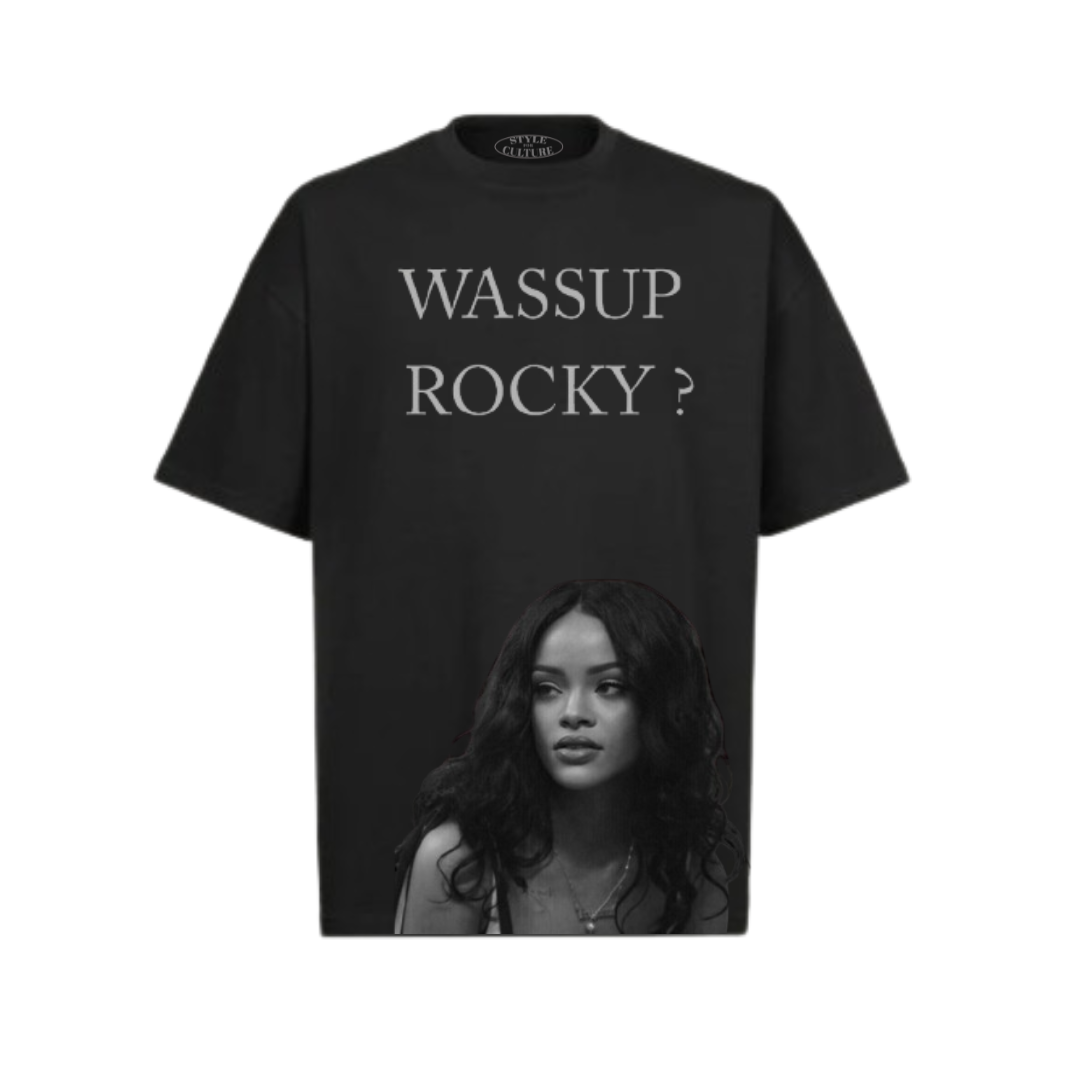 WASSUP RIRI + ROCKY (BLACK) - Oversized T-Shirt